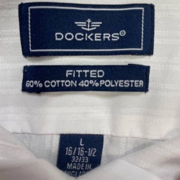 White Dockers Men’s Fitted Button Down Large - Picture 5 of 5
